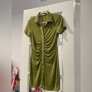 NWT Green ruched mini dress